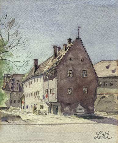 Wolfgang Lettl - Augsburg, Bei St. Margareth (1945), 20,5x17 cm