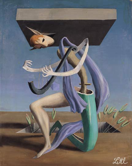Wolfgang Lettl - Komposition mit der Harfe (Composition with Harp) 1956, 47x36 cm