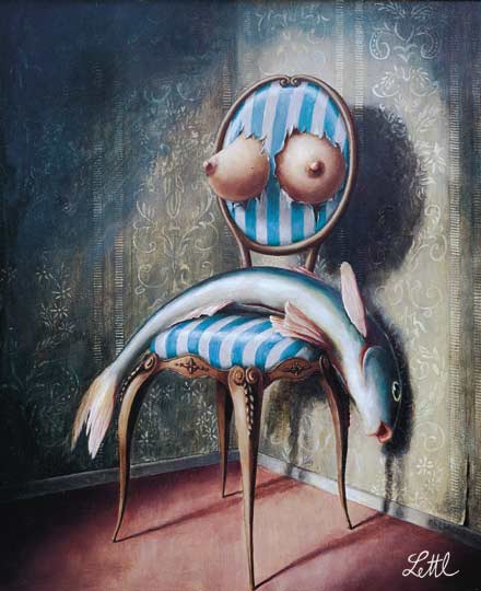 Wolfgang Lettl - Stuhlleben (Life in a Chair) 1975, 51x42 cm