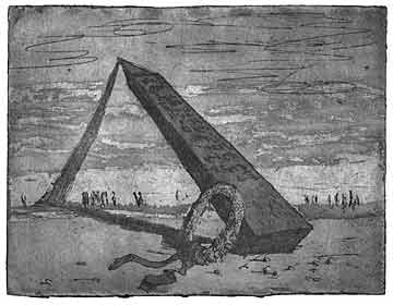 Wolfgang + Florian Lettl - Aquatinta-Radierung - Obelisk - 10,5x14 cm