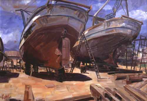 Wolfgang Lettl - Auf der Werft II - 70x100cm