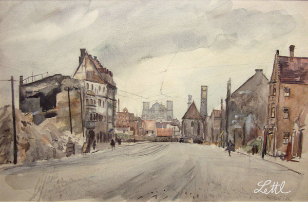 Wolfgang Lettl - Augsburg, Jakobervorstadt (1947), 33,5x51,5 cm