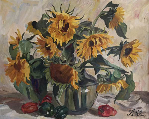 Wolfgang Lettl - Sonnenblumen - ca. 1950 - 67x78 cm
