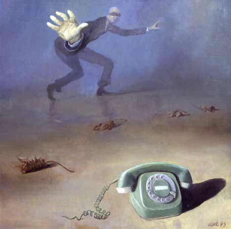 Wolfgang Lettl - Das Telefon 1979, 41x41 cm