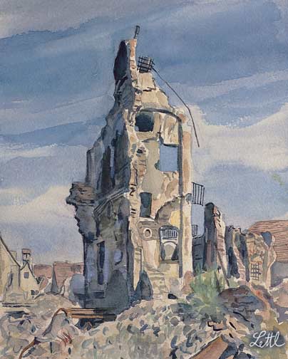 Wolfgang Lettl - Augsburg, Ecke Maximilianstraße-Judenberg (1947), 29x24 cm