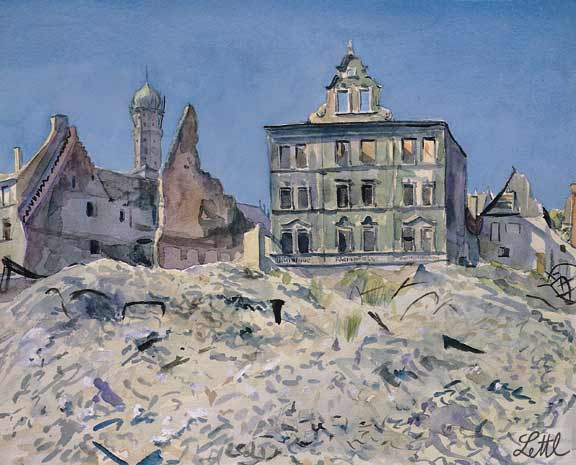 Wolfgang Lettl - Augsburg, Bäckergasse (1947), 30x37 cm