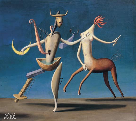 Wolfgang Lettl - Faun und Centaurin (1959), 50x56 cm