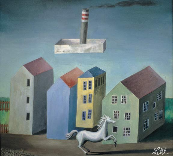 Wolfgang Lettl - Weißes Pferd (White Horse) 1957, 39,5x44 cm