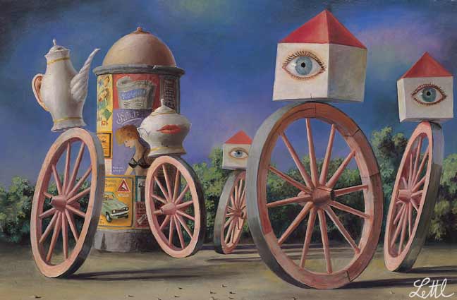 Wolfgang Lettl - Hausratradfahrt (1974), 39x59 cm