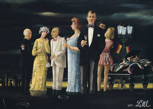 Wolfgang Lettl - Sumpfparty (Party in the Marsh) 1975, 103x142 cm