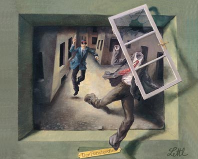 Wolfgang Lettl - Der Fensterdieb (The Window Thief) 1980, 27,5x33 cm