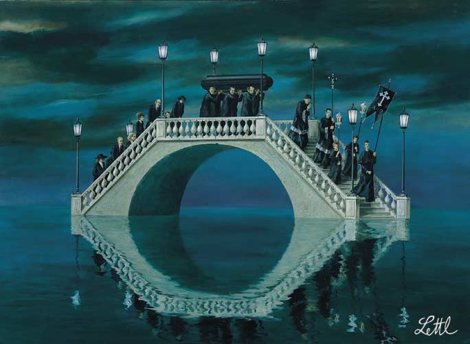 Wolfgang Lettl - Die Brücke (The Bridge) 1978, 118x167 cm