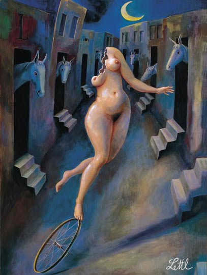 Wolfgang Lettl - Balanceakt (Balancing Act) 1993, 112x83 cm