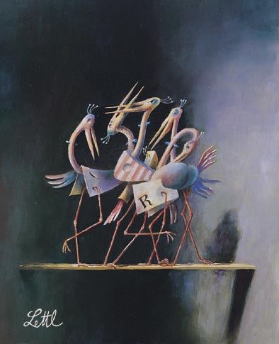 Wolfgang Lettl - Die Schwestern (The Sisters) 1994, 44x36,5 cm