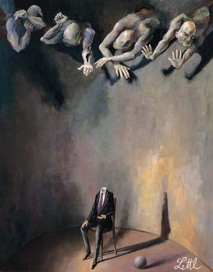 Wolfgang Lettl - Das Verhör (The Trial) 1994, 129,5x102 cm