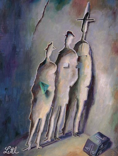 Wolfgang Lettl - Drillinge (Triplets) 1994, 69x53 cm