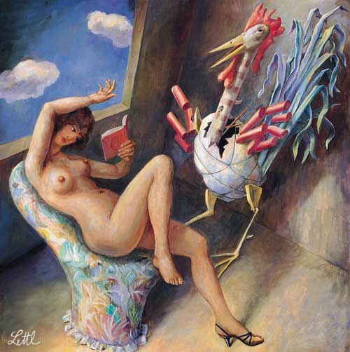 Wolfgang Lettl - Dame in Wei (Lady in White) 1996, 97x94 cm