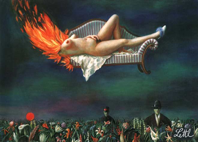 Wolfgang Lettl - Der Mädchenanzünder (The Man who Puts Girls on Fire) 1967, 96x135 cm