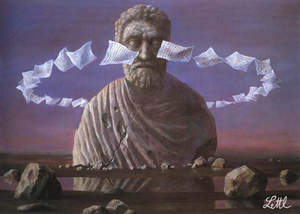Wolfgang Lettl - Die Geburt des Odysseus (1984), 50x70 cm