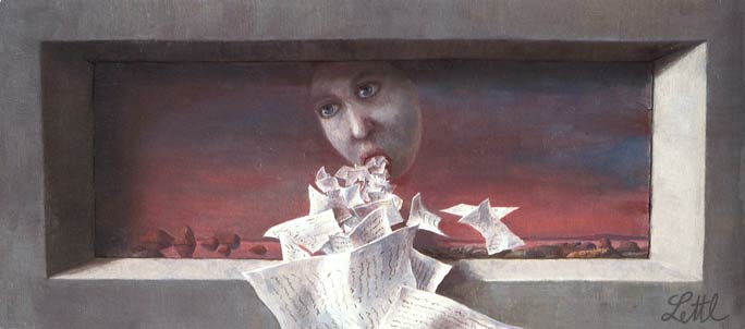 Wolfgang Lettl - Der Redakteur (1987), 23,5x54 cm