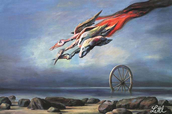 Wolfgang Lettl - Der Absturz (1988), 79x119 cm